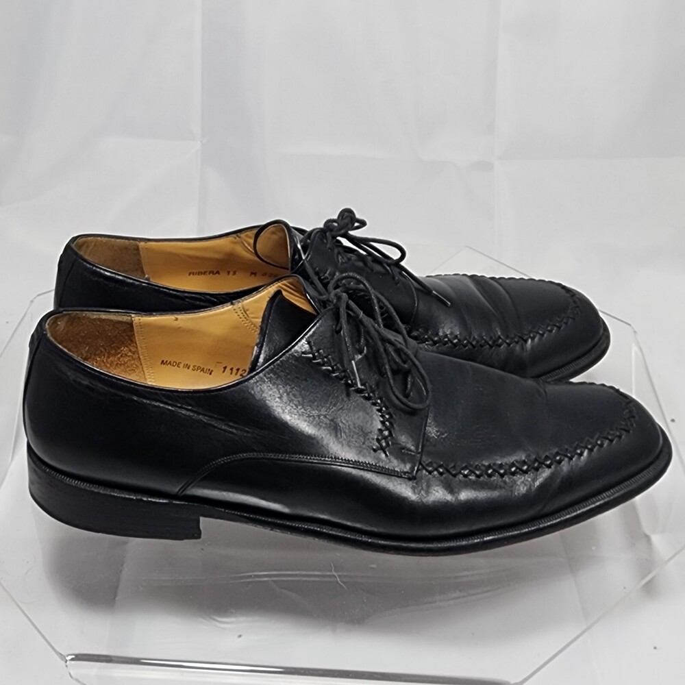 Mezlan Ribera Black Leather Lace Up Men Dress/Oxford Shoes 13 M Made in Spain